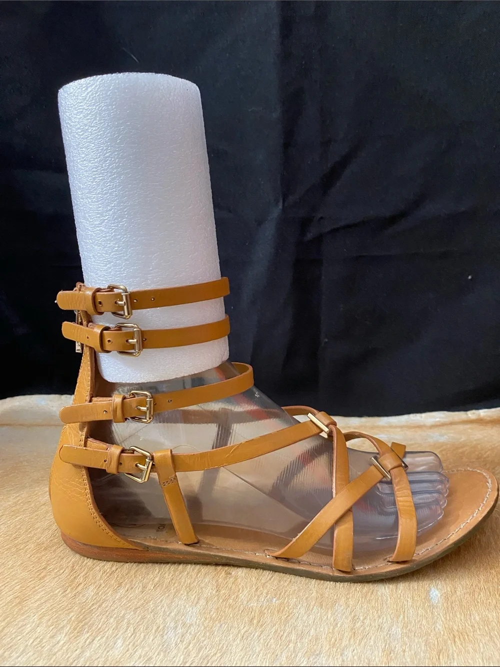 Tory Burch Tan Strappy Leather Gladiator Sandals